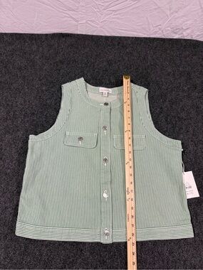 Women’s free assembly green and white stripped denim vest
